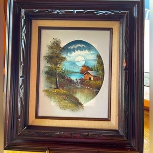 Vintage painting w/heavy wooden frame